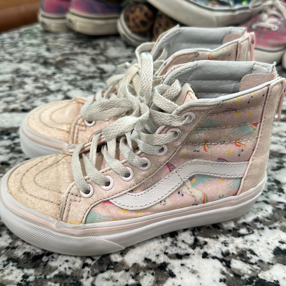 Light pink glitter hightop unicorn vans